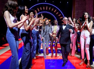 Zendaya, Grace Jones and Tommy Hilfiger with models on the runway from the designers spring 2019 show.