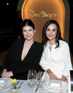 LOS ANGELES, CALIFORNIA - OCTOBER 20: (L-R) Alexandra Daddario and Moët & Chandon President & CEO Berta de Pablos-Barbier are seen as Dom Pérignon and Lady Gaga pursue their creative dialogue at Sheats Goldstein Residence on October 20, 2022 in Los Angeles, California. (Photo by Kevin Mazur/Getty Images for Dom Pérignon)