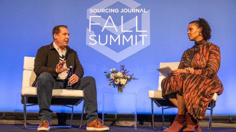 Greg Petro, CEO of First Insight, chatting with Jessica Binns, managing editor and technology editor, Sourcing Journal.