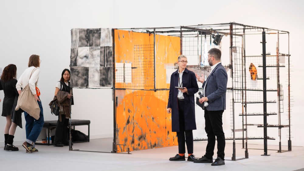 The Edel Assanti booth at Frieze London, featuring work by Polish artist Marcin Dudek.