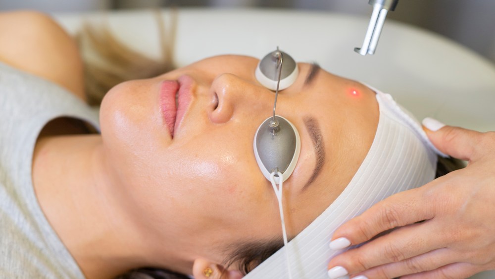 A laser facial in progress.