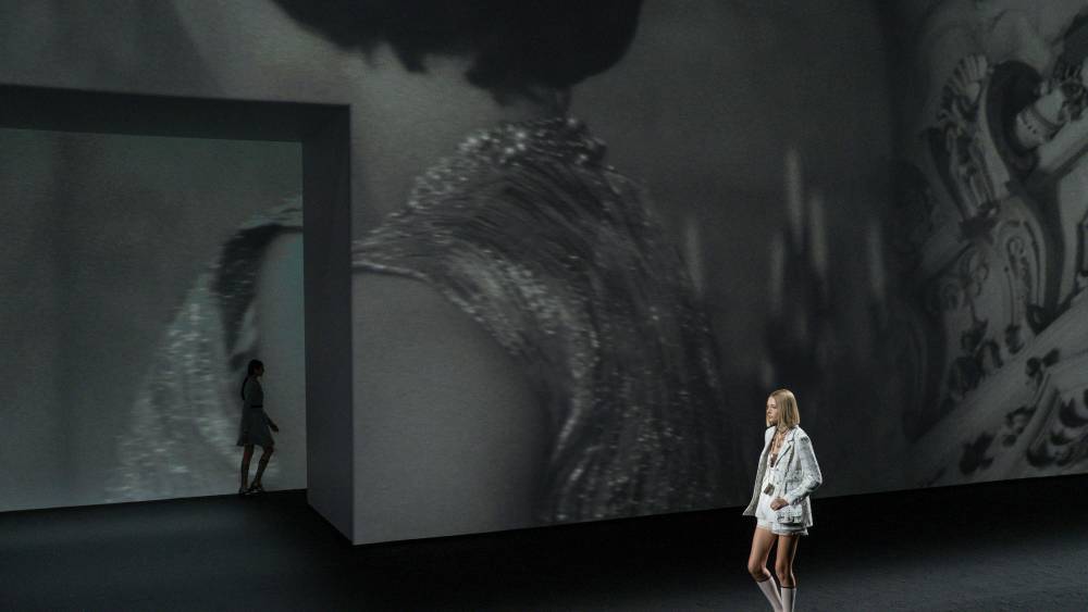 A Model wearing an outfit from the ready-to-wear collections, spring 2023, original creation, during the ready-to-wear fashion week in Paris, from the house of Chanel (Sipa via AP Images)