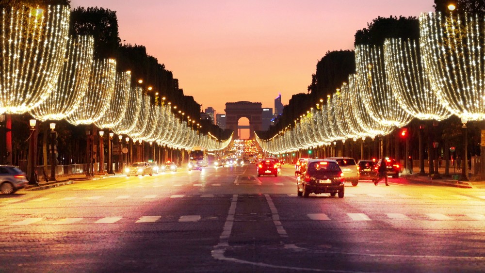 Champs Élysées Christmas holiday lights energy sobriety Sephora Tahar Rahim