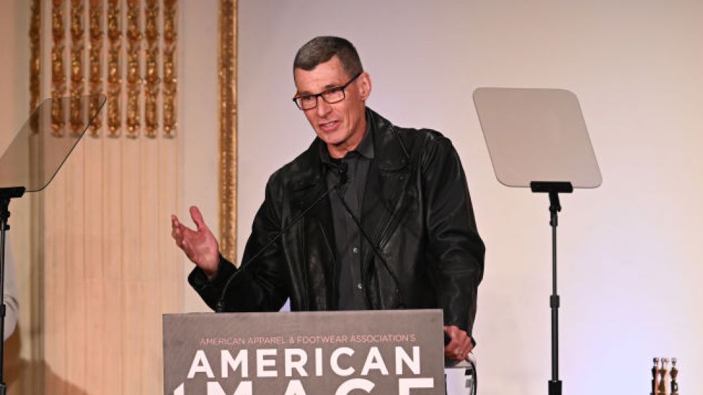 NEW YORK, NEW YORK - APRIL 26: Person of the Year, President & CEO, Levi Strauss & Co. Chip Bergh speaks on stage during AAFA American Image Awards 2022 The Plaza Hotel - 5th Avenue on April 26, 2022 in New York City. (Photo by Slaven Vlasic/Getty Images for AAFA American Image Awards)