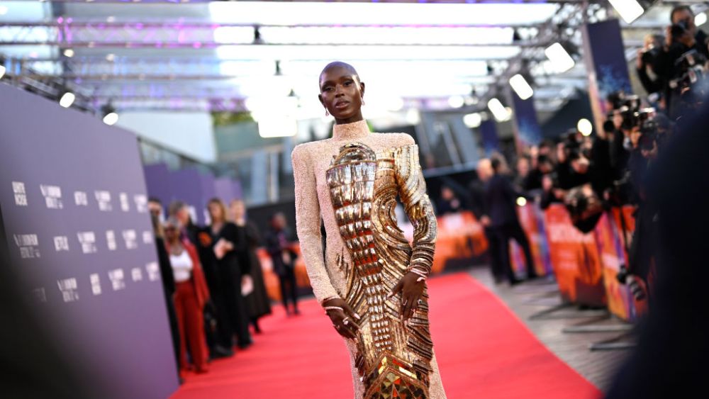 LONDON, ENGLAND - OCTOBER 06: Jodie Turner-Smith attends the "White Noise" UK premiere during the 66th BFI London Film Festival at The Royal Festival Hall on October 06, 2022 in London, England. (Photo by Gareth Cattermole/Getty Images for BFI)