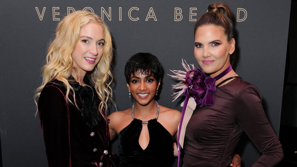 LONDON, ENGLAND - OCTOBER 11: Veronica Swanson Beard, Charithra Chandran and Veronica Miele Beard attend as Veronica Beard celebrates the opening of the London flagship store with an in season catwalk show at Burlington Arcade on October 11, 2022 in London, England. (Photo by Darren Gerrish/Getty Images)