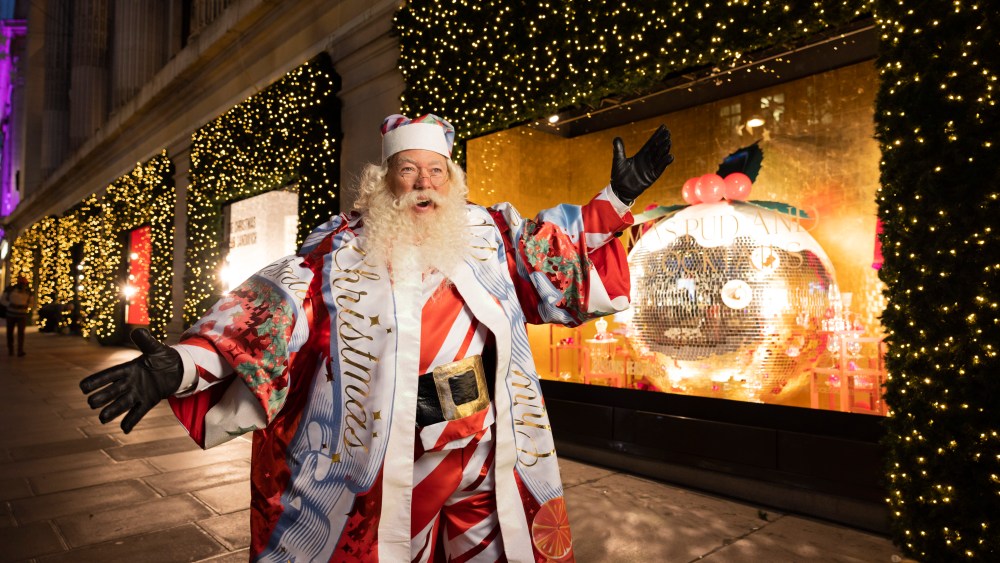 Santa unveils Christmas windows at Selfridges London Oxford Street store.