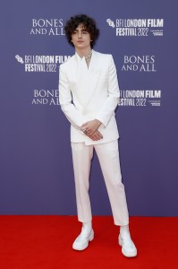 LONDON, ENGLAND - OCTOBER 08: Timothée Chalamet attends the "Bones & All" premiere during the 66th BFI London Film Festival at The Royal Festival Hall on October 08, 2022 in London, England. (Photo by John Phillips/Getty Images for BFI)
