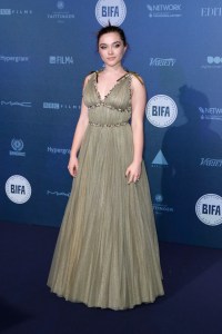 LONDON, ENGLAND - DECEMBER 10:  Florence Pugh attends the British Independent Film Awards held at Old Billingsgate on December 10, 2017 in London, England.  (Photo by John Phillips/Getty Images)