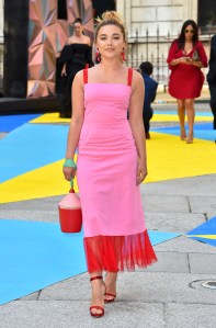 Florence Pugh arriving for Royal Academy of Arts Summer Exhibition Preview Party 2018 held at Burlington House, London. (Photo by Matt Crossick/PA Images via Getty Images)