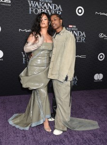 Rihanna and ASAP Rocky at the world premiere of Marvel Studios’ “Black Panther: Wakanda Forever” held at the Dolby Theatre on October 26, 2022 in Los Angeles, California.
