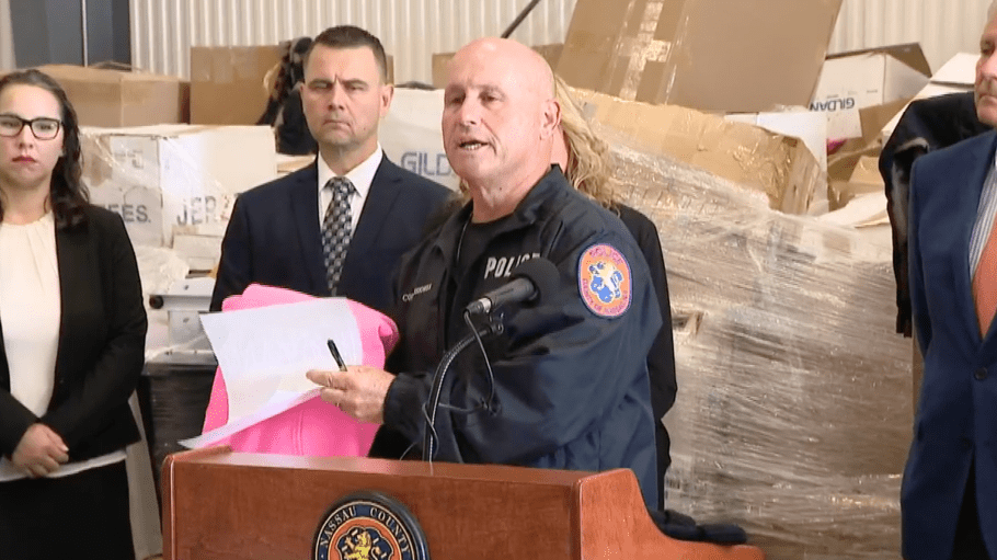 “A simple $10 sweatshirt—you put the Chanel brand on it, it sells for $5,300,” said Nassau County Police Commissioner Patrick Ryder, seen here, at a press conference following the $40 million counterfeit bust.