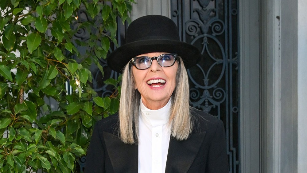 Diane Keaton at the Ralph Lauren spring 2023 ready-to-wear runway show held at The Huntington Library, Art Museum and Botanical Gardens on October 13, 2022 in San Marino, California.