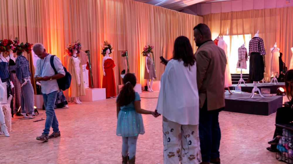Participants visit a sustainable fashion pavilion in the Green Zone on the fourth day of the COP27 UN Climate Change Conference, held by UNFCCC in Sharm El-Sheikh International Convention Center, Egypt on November 10, 2022. COP27, running from November 6 to November 18 in Sharm El Sheikh focuses on implementation of measures already agreed during previous COPs. The Conference in Sharm El Sheikh focuses also on the most vulnerable communities as the climate crisis hardens life conditions of those already most disadvantaged. (Photo by Dominika Zarzycka/NurPhoto via AP)