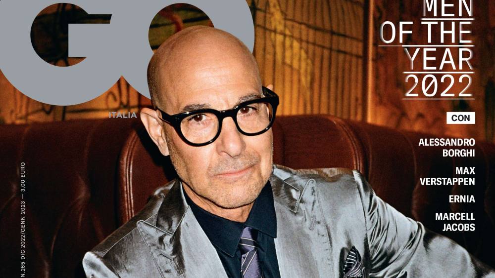 Stanley Tucci on the cover of GQ Italia.