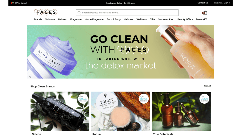 The Detox Market on Faces website.