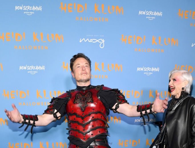 NEW YORK, NEW YORK - OCTOBER 31: Elon Musk and Maye Musk attend Heidi Klum's 21st Annual Halloween Party presented by Now Screaming x Prime Video and Baileys Irish Cream Liqueur at Sake No Hana at Moxy Lower East Side on October 31, 2022 in New York City. (Photo by Noam Galai/Getty Images for Heidi Klum)