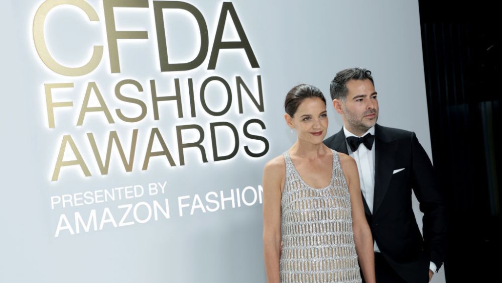 NEW YORK, NEW YORK - NOVEMBER 07: Katie Holmes and Jonathan Simkhai attend the CFDA Fashion Awards at Casa Cipriani on November 07, 2022 in New York City. (Photo by Dimitrios Kambouris/Getty Images)