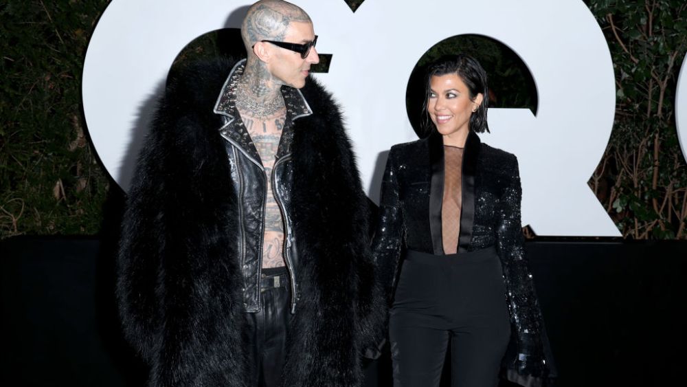 WEST HOLLYWOOD, CALIFORNIA - NOVEMBER 17: Travis Barker and Kourtney Kardashian Barker attend the GQ Men of the Year Party 2022 at The West Hollywood EDITION on November 17, 2022 in West Hollywood, California. (Photo by Phillip Faraone/Getty Images for GQ)