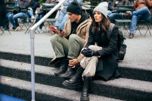 On the street in New York City.