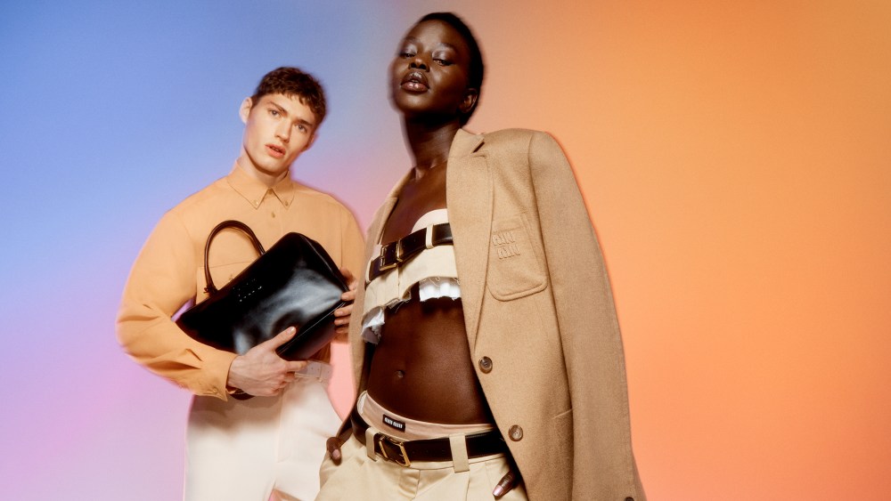 models in miu miu via farfetch bag jacket belt