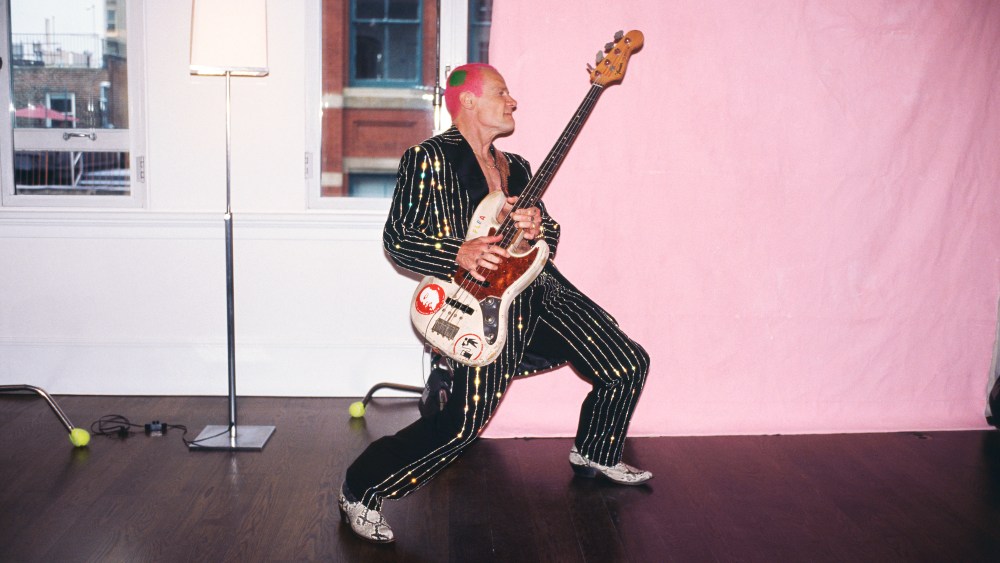 Red Hot Chili Peppers bassist Flea models the Stüssy x Dries Van Noten collection