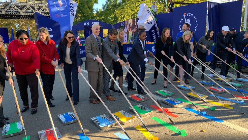 NYC Marathon line painting.