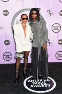 Barbara Wilson and JID at the 2022 American Music Awards held at the Microsoft Theater at L.A. Live on November 20, 2022 in Los Angeles, California.