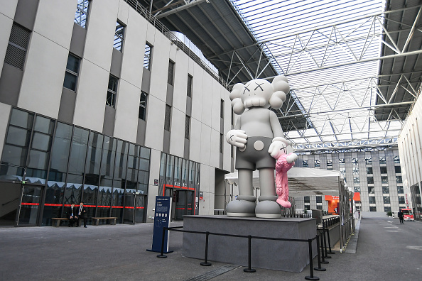 Artist KAWS artwork "Share" featured at Shanghai's National Exhibition and Convention Center during the 5th China International Import Expo