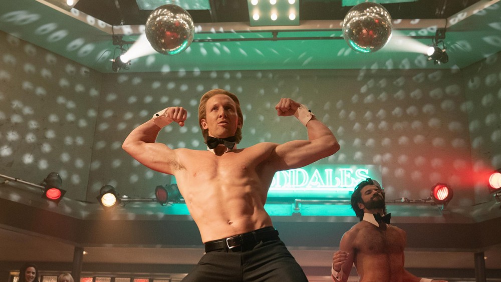 Welcome to Chippendales -- “Four Geniuses” - Episode 102 -- As Chippendales takes flight, Steve assembles his dream team—including a shy accountant who may be more than just a business hire. Tony (Kevin Mylrea), Bruce (Max Teboul), Danny (Daxton Bloomquist), Richie (Michael Graceffa) and CJ (Justin Wilson), shown. (Photo by: Erin Simkin/Hulu)