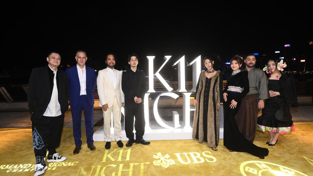 William Cheng Suk Ping, Tim Reeve, Adrian Cheng, Ryunosuke Okazaki, Yueqi Qi, Sohee Park, Tomo Koizumi and Celine Kwan at the K11 Night gala.