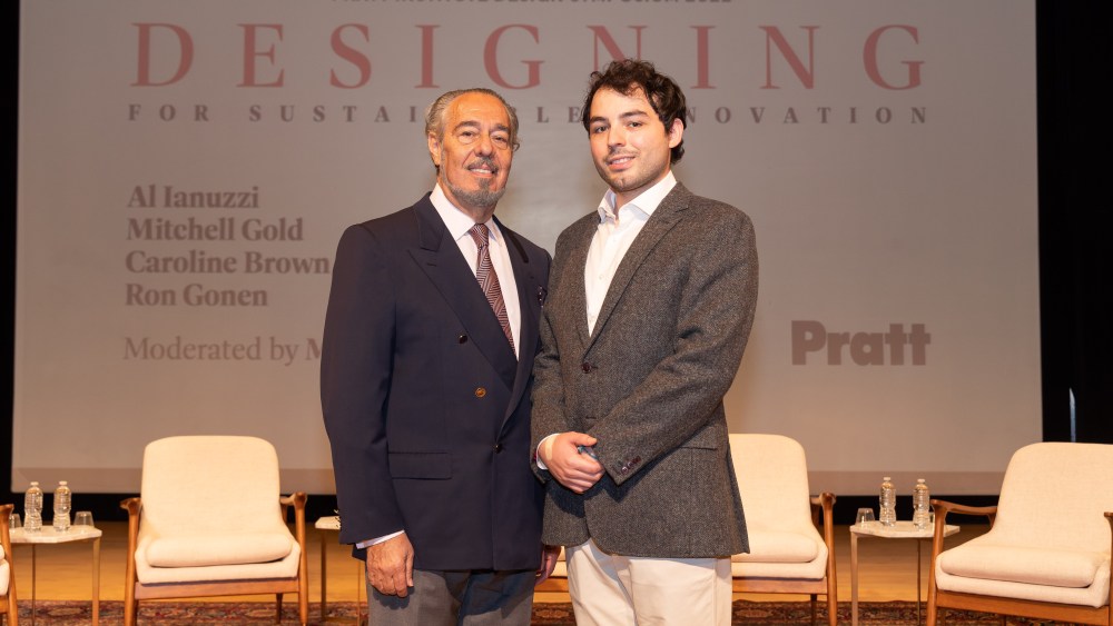 Marc Rosen and scholarship recipient Erik Páez Menzel at the 2022 Pratt Design Symposium.