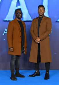 LONDON, ENGLAND - DECEMBER 06: John Boyega (R) attends the "Avatar: The Way of Water" world premiere at the Odeon Luxe Leicester Square on December 06, 2022 in London, England. (Photo by Joe Maher/Getty Images)