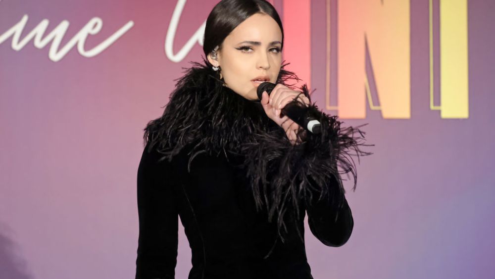 SANTA MONICA, CALIFORNIA - DECEMBER 14: Sofia Carson performs onstage during TheWrap's 5th Annual Power Women Summit at Fairmont Miramar - Hotel & Bungalows on December 14, 2022 in Santa Monica, California. (Photo by Amy Sussman/Getty Images)