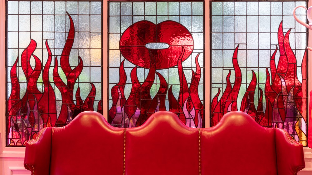The stained glass window at the new Hotlips by Solange store in London.