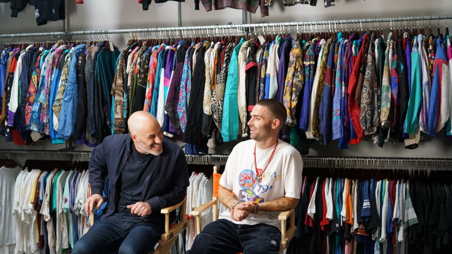 Nick Adler, left, and Sean Wotherspoon share a laugh in the real world collective of MNTGE. The brand's initial NFT drop went down this week.