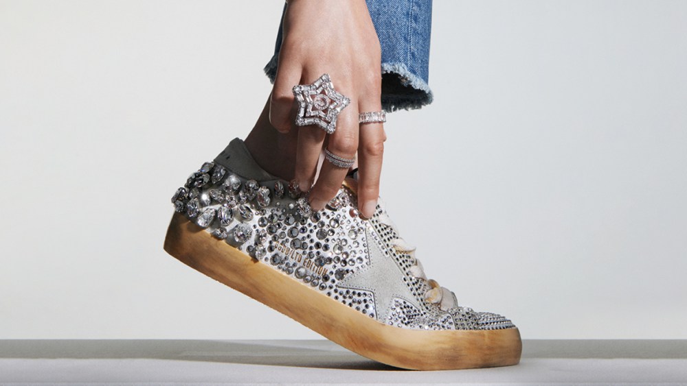 The limited-edition Super-Star sneakers included in the Golden Goose for Swarovski Creators Lab collection.
