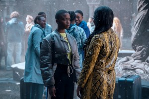 Wednesday. (L to R) Joy Sunday as Bianca Barclay, Gracy Goldman as Gabrielle in episode 108 of Wednesday. Cr. Vlad Cioplea/Netflix © 2022