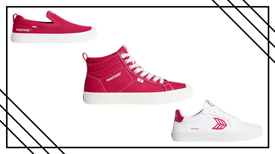 Cariuma x Pantone Color of the Year 2023 slip-on shoes, high-top shoes, and leather low-top shoes