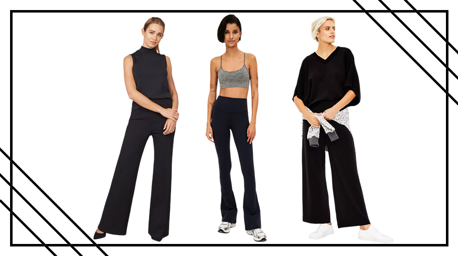 Women in comfortable pants from Spanx, Split59 and Loft