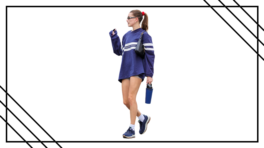 Hailey Bieber seen in the Nike Air Max 97 shoes