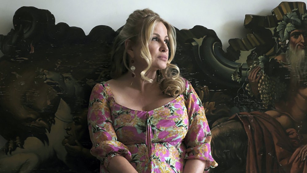 Jennifer Coolidge as Tanya McQuoid-Hunt in the godfather dress in the Season 2 finale of "The White Lotus" on HBO Max.