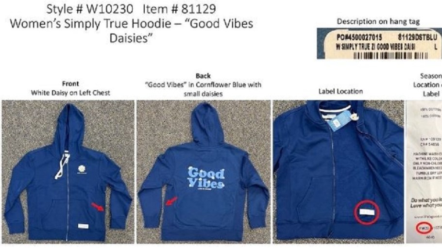 Life is Good has recalled women’s fleece sweatshirts and men’s fleece shorts due to a violation of federal flammability standard and burn hazard.
