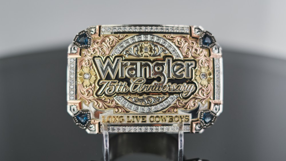 Wrangler belt buckle by Montana Silversmiths.