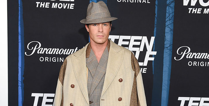 Colton Haynes at the premiere of "Teen Wolf: The Movie" held at Harmony Gold Theatre on January 18, 2023 in Los Angeles, California.