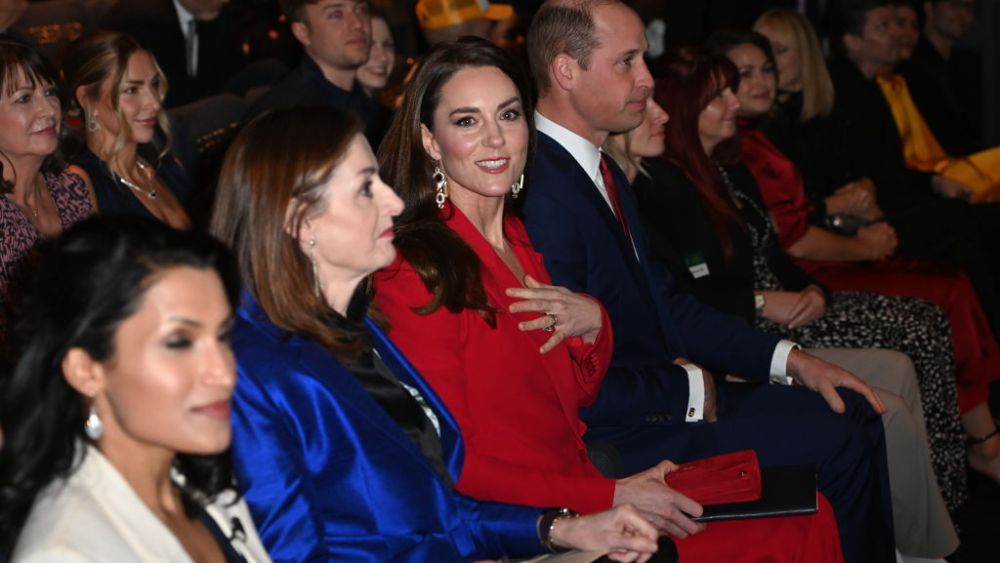 LONDON, ENGLAND - JANUARY 30:  Britain's Prince William, Prince of Wales (R) and Britain's Catherine, Princess of Wales (2R) attend a pre-campaign launch event, hosted by The Royal Foundation Centre for Early Childhood, at BAFTA on January 30, 2023 in London, England. (Photo by Eddie Mulholland - WPA Pool/Getty Images)