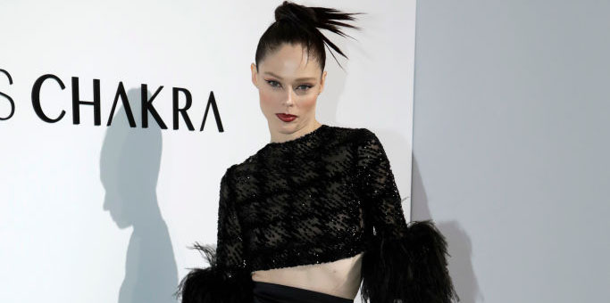 PARIS, FRANCE - JANUARY 24: (EDITORIAL USE ONLY - For Non-Editorial use please seek approval from Fashion House) Coco Rocha attends the Georges Chakra Haute Couture Spring Summer 2023 show as part of Paris Fashion Week  on January 24, 2023 in Paris, France. (Photo by Antoine Flament/Getty Images)