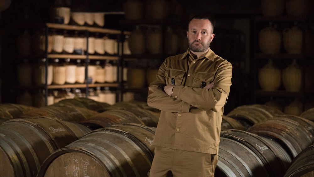Kim Jones visiting the historic Hennessy cellars in Cognac.