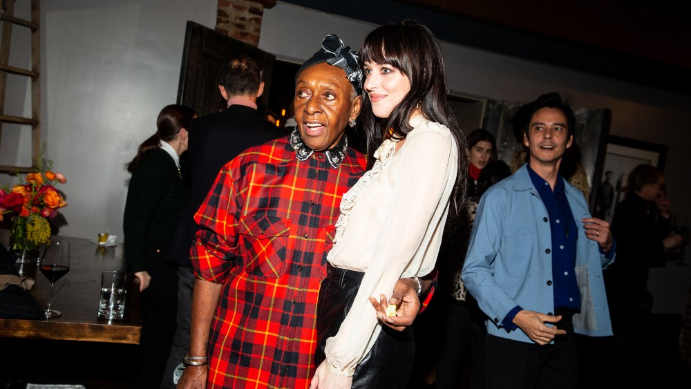 Bethann Hardison and Dakota Johnson attend an event hosted by Gucci to mark the premiere of Bethann Hardison and Frédéric Tcheng's "Invisible Beauty" at the Sundance Film Festival at Nickel Bar at Firewood on Jan. 21, 2023 in Park City, Utah.