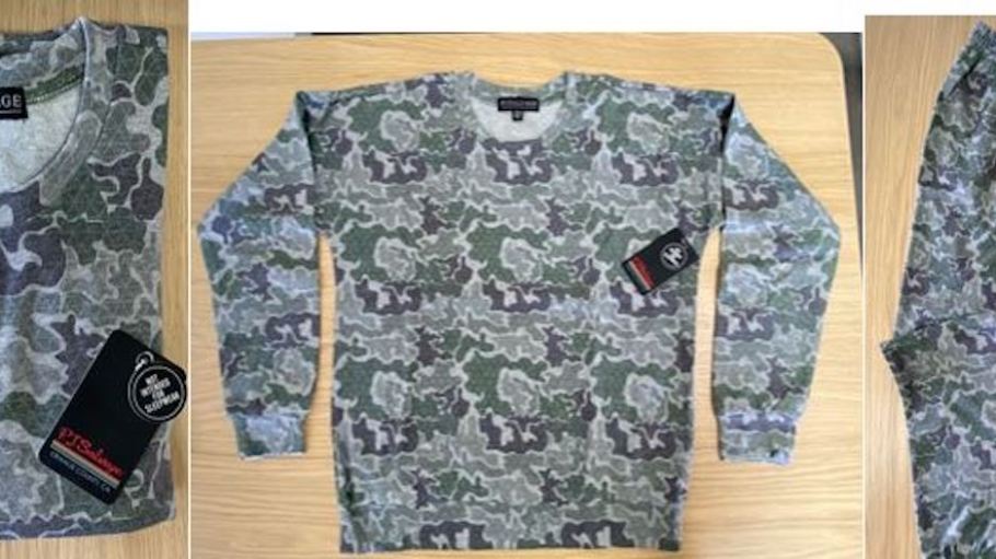 Recalled P.J. Salvage pajama set in camo print in olive